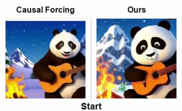 Causal Forcing and Ours at the start of the rollout
